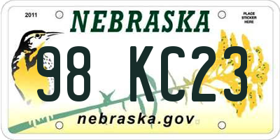 NE license plate 98KC23