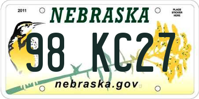 NE license plate 98KC27