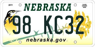 NE license plate 98KC32