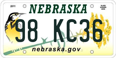 NE license plate 98KC36
