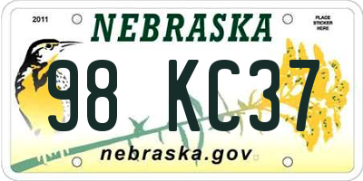 NE license plate 98KC37
