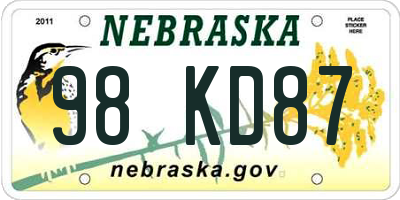 NE license plate 98KD87