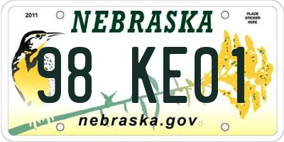 NE license plate 98KE01