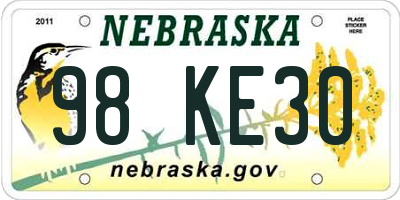 NE license plate 98KE30