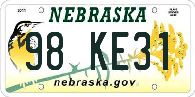 NE license plate 98KE31