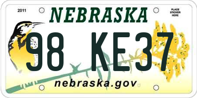 NE license plate 98KE37