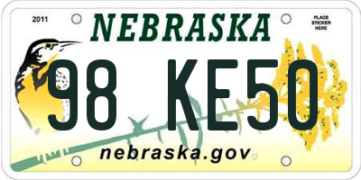 NE license plate 98KE50