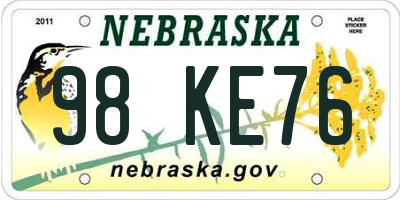 NE license plate 98KE76