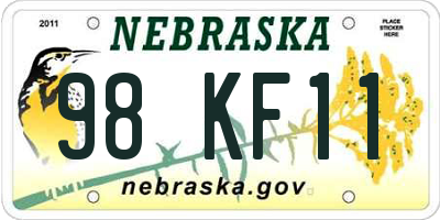 NE license plate 98KF11