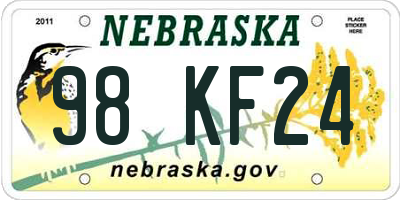 NE license plate 98KF24