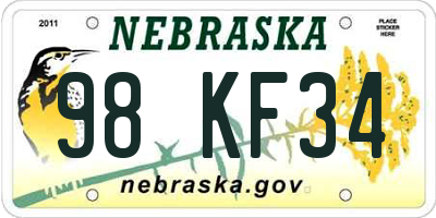 NE license plate 98KF34