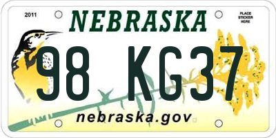 NE license plate 98KG37