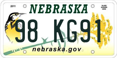 NE license plate 98KG91