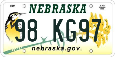 NE license plate 98KG97