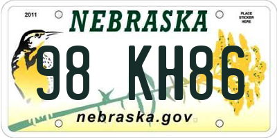 NE license plate 98KH86