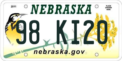 NE license plate 98KI20