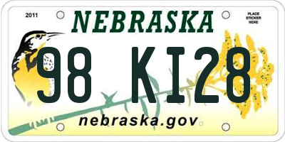 NE license plate 98KI28