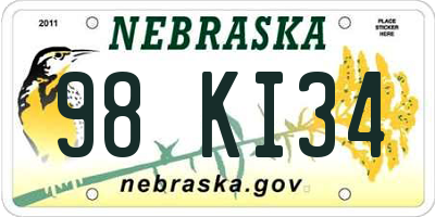 NE license plate 98KI34
