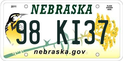 NE license plate 98KI37
