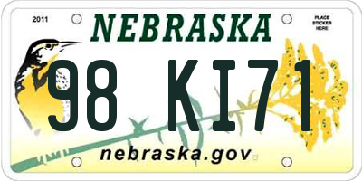 NE license plate 98KI71