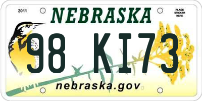NE license plate 98KI73