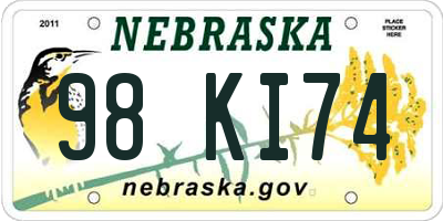 NE license plate 98KI74
