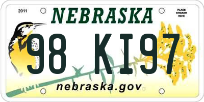 NE license plate 98KI97