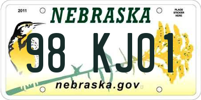 NE license plate 98KJ01