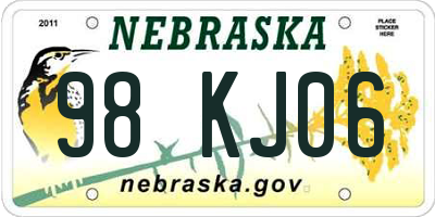 NE license plate 98KJ06