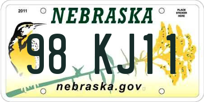 NE license plate 98KJ11