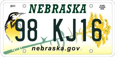 NE license plate 98KJ16