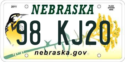 NE license plate 98KJ20