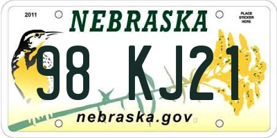 NE license plate 98KJ21