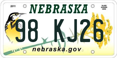 NE license plate 98KJ26