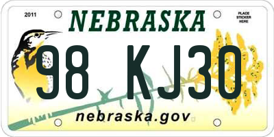 NE license plate 98KJ30