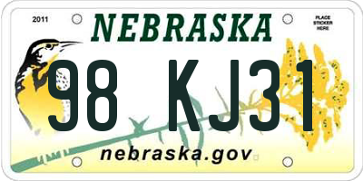 NE license plate 98KJ31