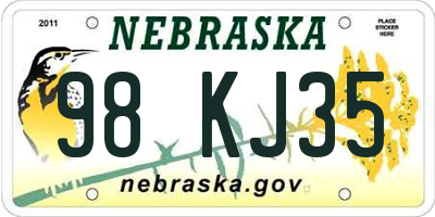 NE license plate 98KJ35
