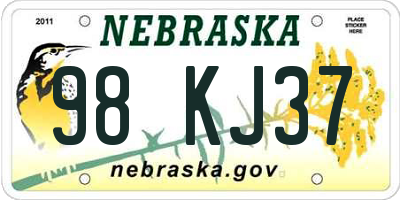 NE license plate 98KJ37