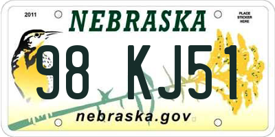 NE license plate 98KJ51