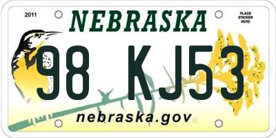 NE license plate 98KJ53