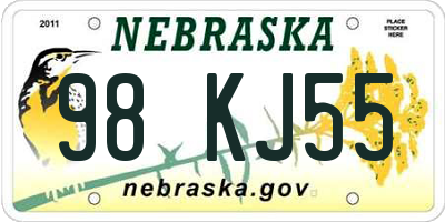 NE license plate 98KJ55