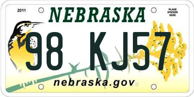NE license plate 98KJ57