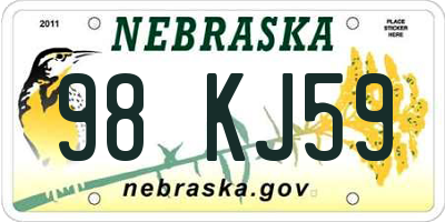 NE license plate 98KJ59
