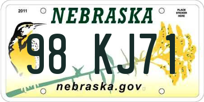 NE license plate 98KJ71