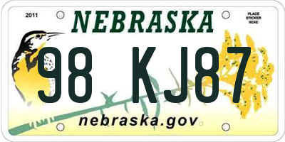 NE license plate 98KJ87