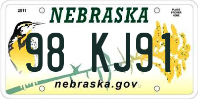 NE license plate 98KJ91