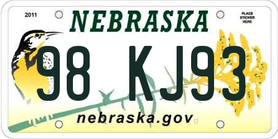 NE license plate 98KJ93