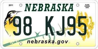 NE license plate 98KJ95