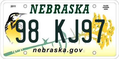 NE license plate 98KJ97