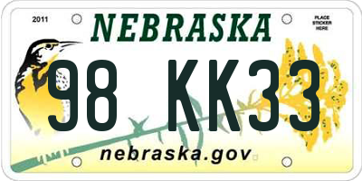 NE license plate 98KK33